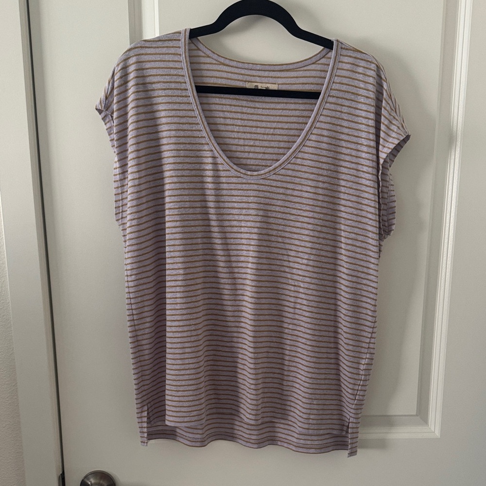 Madewell Lavender Striped Short Sleeve Tee